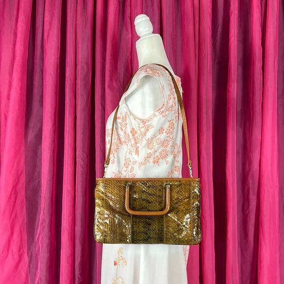 Vintage 70s Margolm Italy genuine Snakeskin and leather shoulder baghandbag